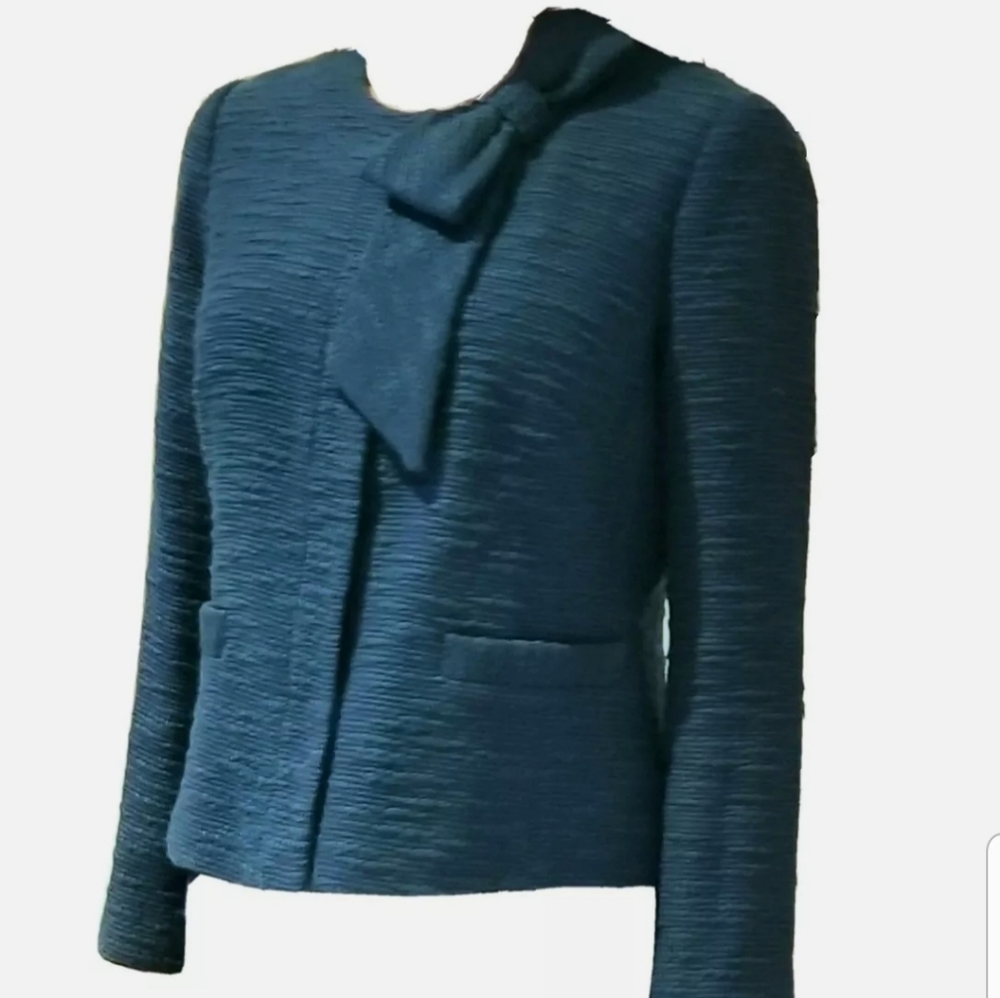 Millie of New York Tweed Boucle Teal Jacket sz 6 - Picture 11 of 11
